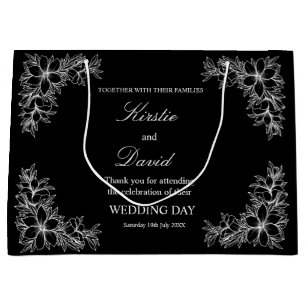 Chic Wedding Day Ornate Frame and Flowers Large Gift Bag