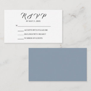 Chic Wedding Dusty Blue White RSVP Card