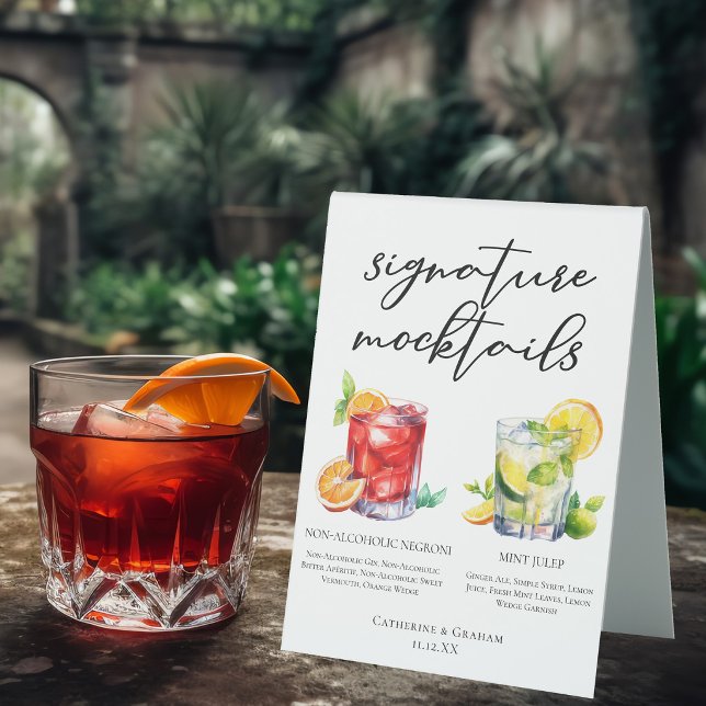 Chic Wedding Mocktails Negroni Mint Julep Menu (Creator Uploaded)