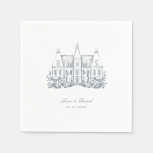 Chic Wedding Napkins Chateau Venue Sketch