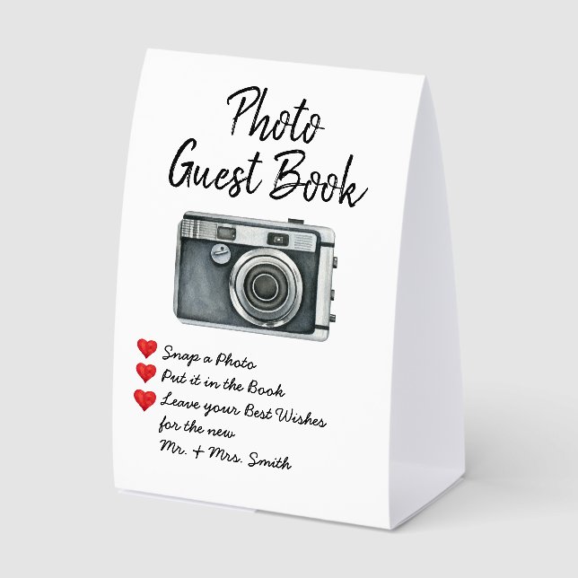 Chic Wedding Photo Guest Book Reception Guestbook  (Front)