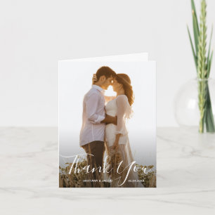 Chic Wedding Photo Thank You Card