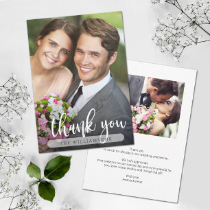Chic Wedding Photo Thank You Card