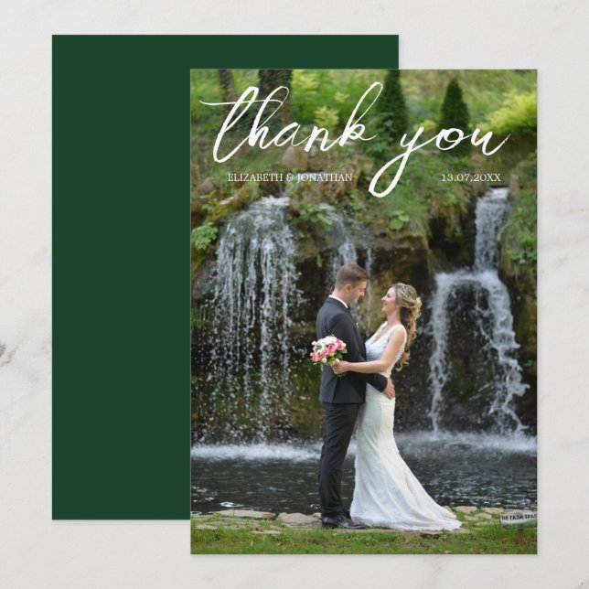 Chic Wedding Photo Thank You Card (Front/Back)