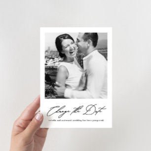 Chic Wedding Postponement with New Date Photo Announcement