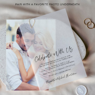 Chic Wedding Reception Photo Overlay Vellum Invitations