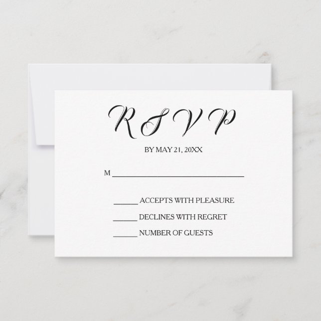 Chic Wedding RSVP Card | Dusty Blue and White (Front)
