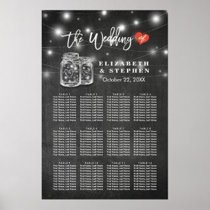 Chic Wedding Seating Chart Mason Jar String Lights