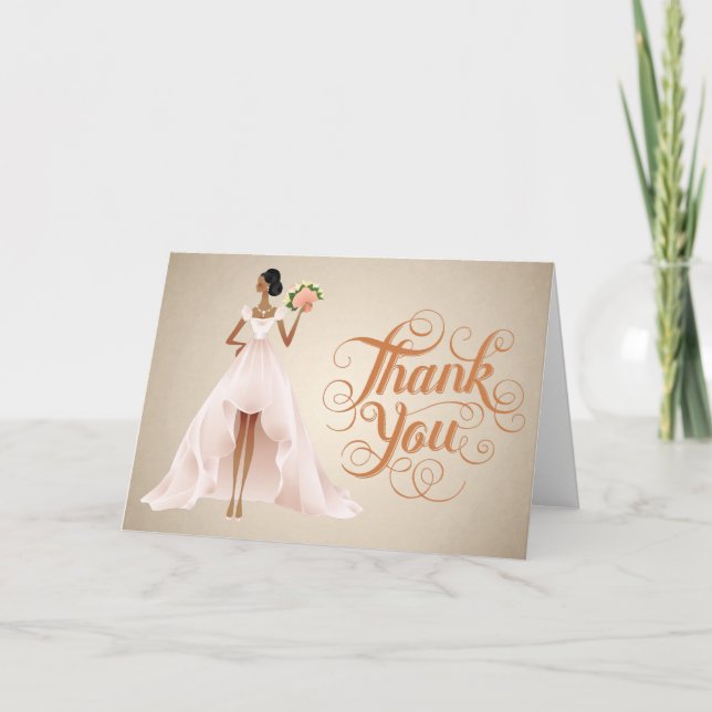 Chic Wedding Thank You Card with African American (Front)