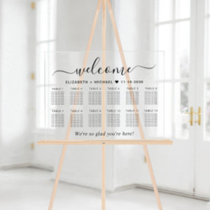 Chic Welcome 12 Table Wedding Seating Acrylic Sign