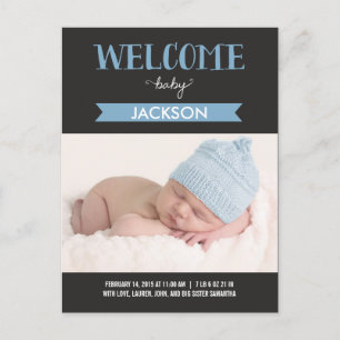 Chic Welcome Birth Announcement - Blue