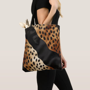 Chic Western Black Brown Cowhide  Tote Bag