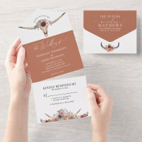 Chic Western Bohemian Floral Cow Skull Wedding