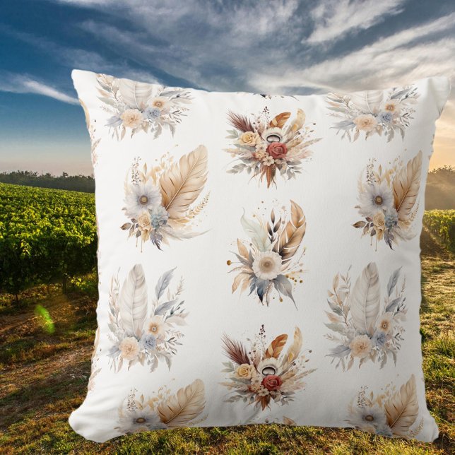 Chic Western Boho Floral Bouquet Pattern  Cushion (Creator Uploaded)