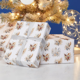 Chic Western Boho Floral Bouquet Pattern Wrapping Paper