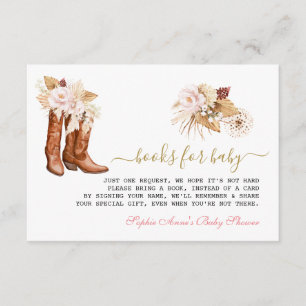 Chic Western Boots Cowgirl Book for Baby Shower Enclosure Card