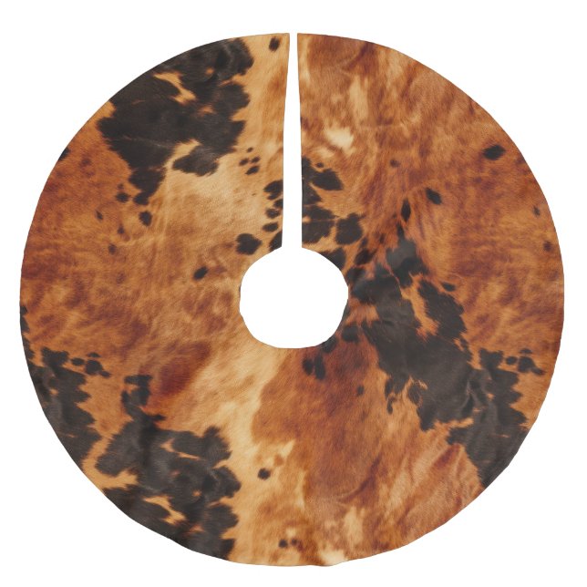 Chic Western Brown Cowhide  Brushed Polyester Tree Skirt (Front)