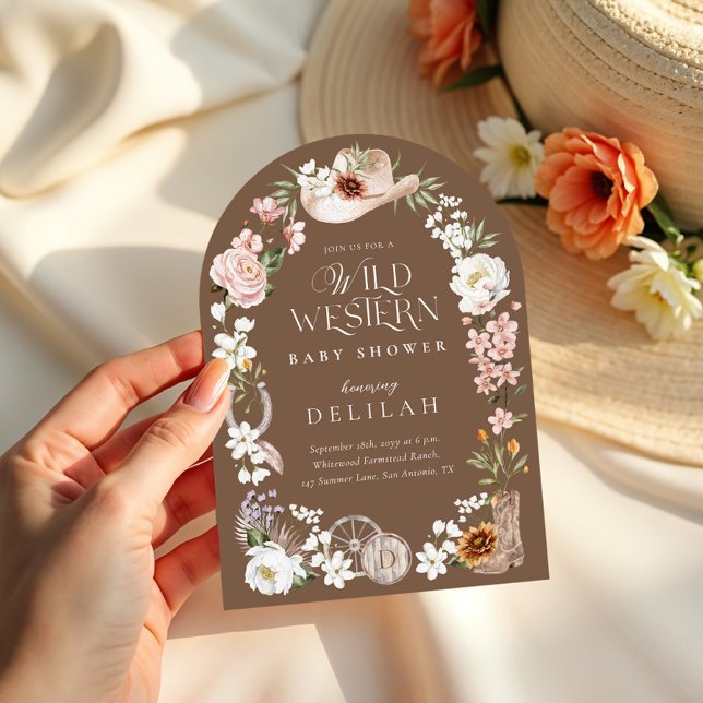 Chic Western Watercolor Floral Cowboy Baby Shower Invitation (Chic Western Watercolor Floral Cowboy Baby Shower Invitation)