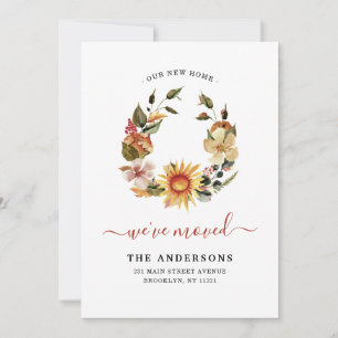 Chic We've Moved Autumn Fall Floral Wreath Moving Announcement