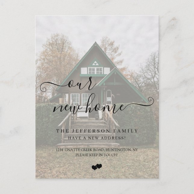 Chic We've Moved Faux Vellum Effect Photo Moving A Announcement Postcard (Front)