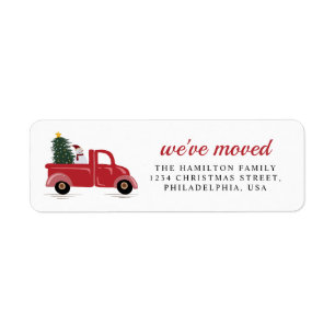 Chic We've Moved Red Truck Christmas Tree Snow Man