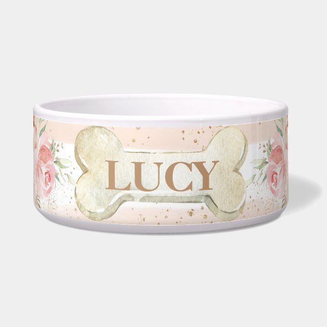 Chic Whimsical Blush Pink Floral Roses Dog Pet (Front)