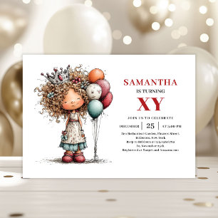 Chic Whimsical Girl Birthday Party Invitation Pink