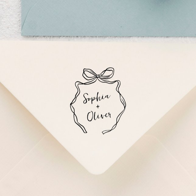 Chic Whimsical Hand Drawn Bow Wedding Self-inking Stamp (Creator Uploaded)