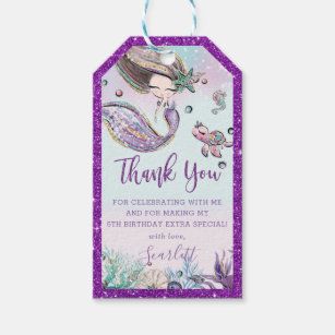 Chic Whimsical Mermaid Birthday Thank You Favour Gift Tags
