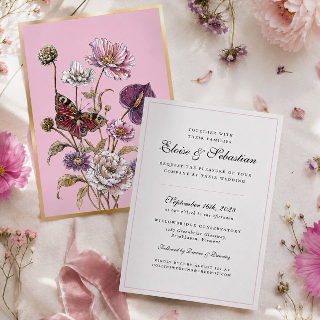 Chic Whimsical Pink Botanical Butterfly Wedding (Creator Uploaded)