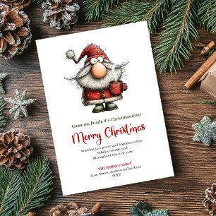 Chic Whimsical Santa Classic Festive Greeting Card