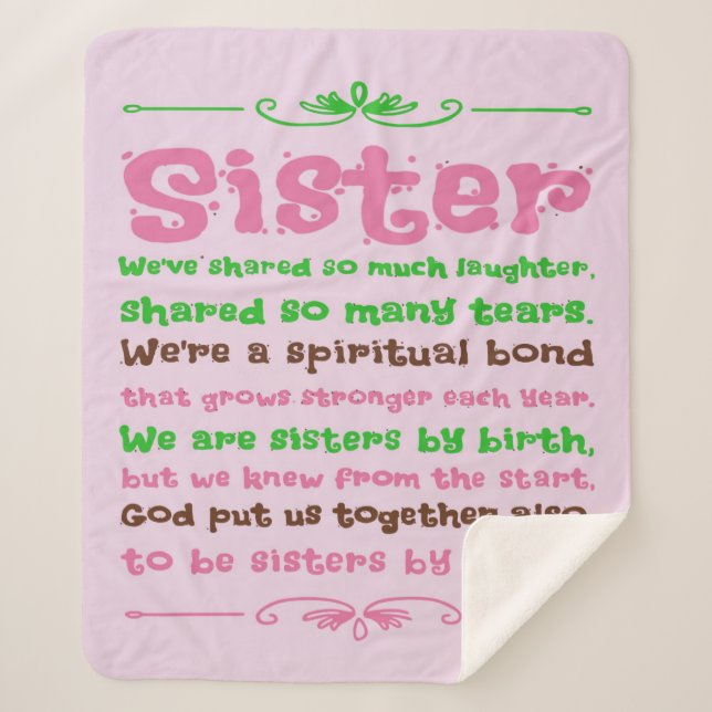 Chic Whimsical Sister Quote Sayings  Sherpa Blanket (Front)