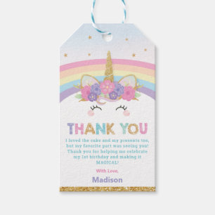 Chic Whimsical Unicorn Rainbow 1st Birthday Favour Gift Tags
