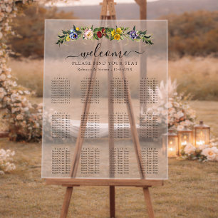 Chic Whimsical Vintage Floral wedding seating  Acrylic Sign
