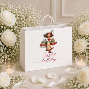 Chic Whimsical Woman Deep Red Script gift bag