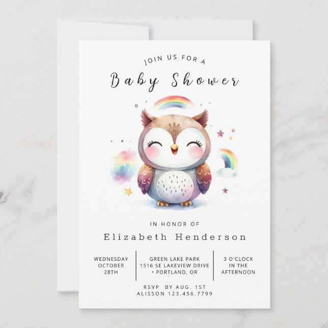 Chic Whimsy Owl Baby Shower Invitation (Front)