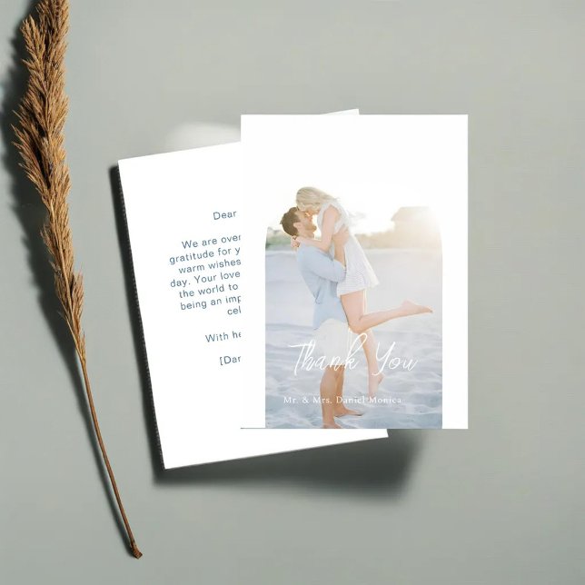 Chic White and Blue Thank You Card - Personalised  (Creator Uploaded)