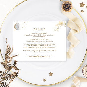 Chic White and Gold Celestial Wedding Details Enclosure Card