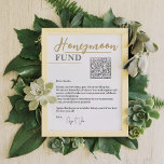 Chic White and Gold Elegant QR Code Honeymoon Fund Poster<br><div class="desc">Minimalistic design with elegant script typography in white and gold colours.
Text to personalise.</div>