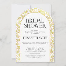 Chic White And Gold Flourish Winter Bridal Shower