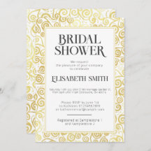 Chic White And Gold Flourish Winter Bridal Shower