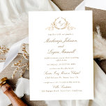 Chic White and Gold Monogram, Calligraphy Wedding Invitation<br><div class="desc">Elegant wedding invitation with delicate fine hand-drawn monogram with bride and groom's initials in golden hues. Clean, minimal, and elegant style with calligraphy details. White and gold design. Back in white, which can be changed to any other colour you like by selecting "customise further". Note: typography and monogram are not...</div>