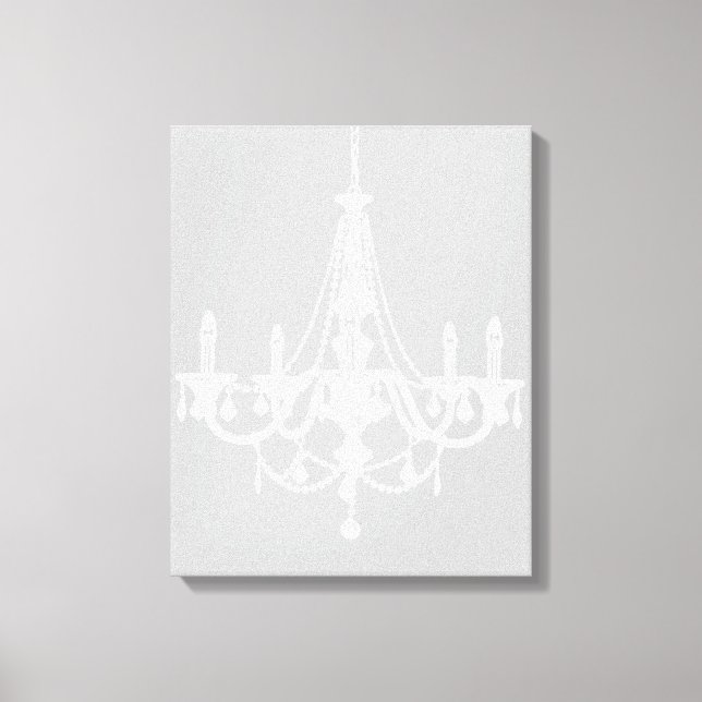 Chic White and Grey Chandelier Canvas Print (Front)