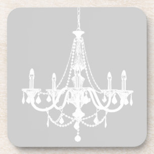 Chic White and Grey Chandelier Coaster