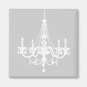 Chic White and Grey Chandelier Magnet
