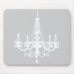 Chic White and Grey Chandelier Mouse Mat