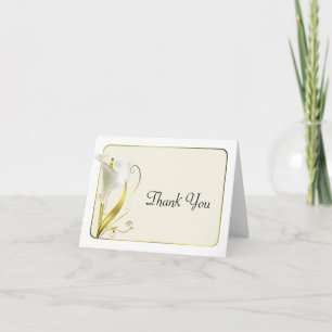 Chic White and Ivory Calla Lily Thank You Card