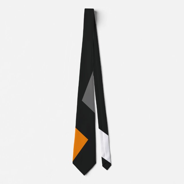 Chic White and Orange Modern Random Shapes Tie (Front)