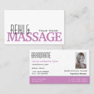 Chic White and Pink Simple with Photo Professional Business Card
