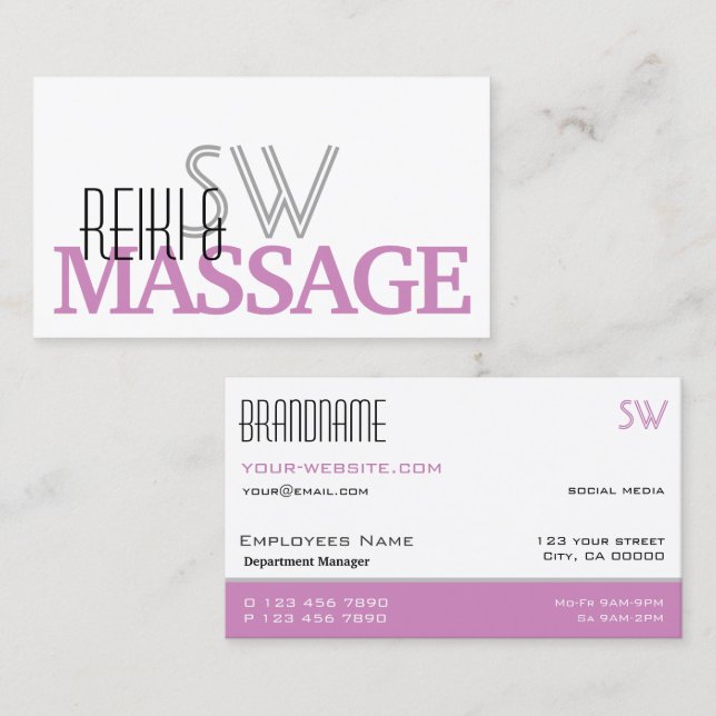 Chic White and Pink Stylish Simple with Monogram Business Card (Front/Back)